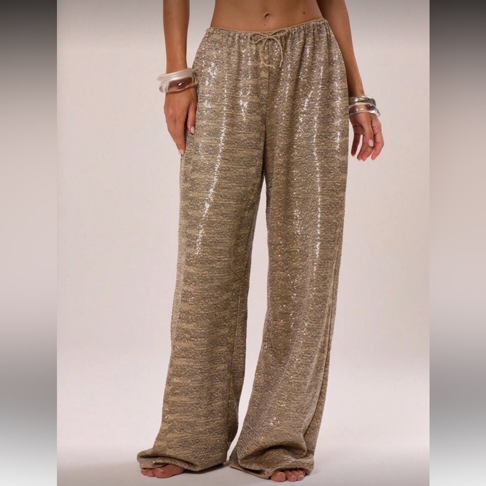 Sequin Wide-Leg Pants